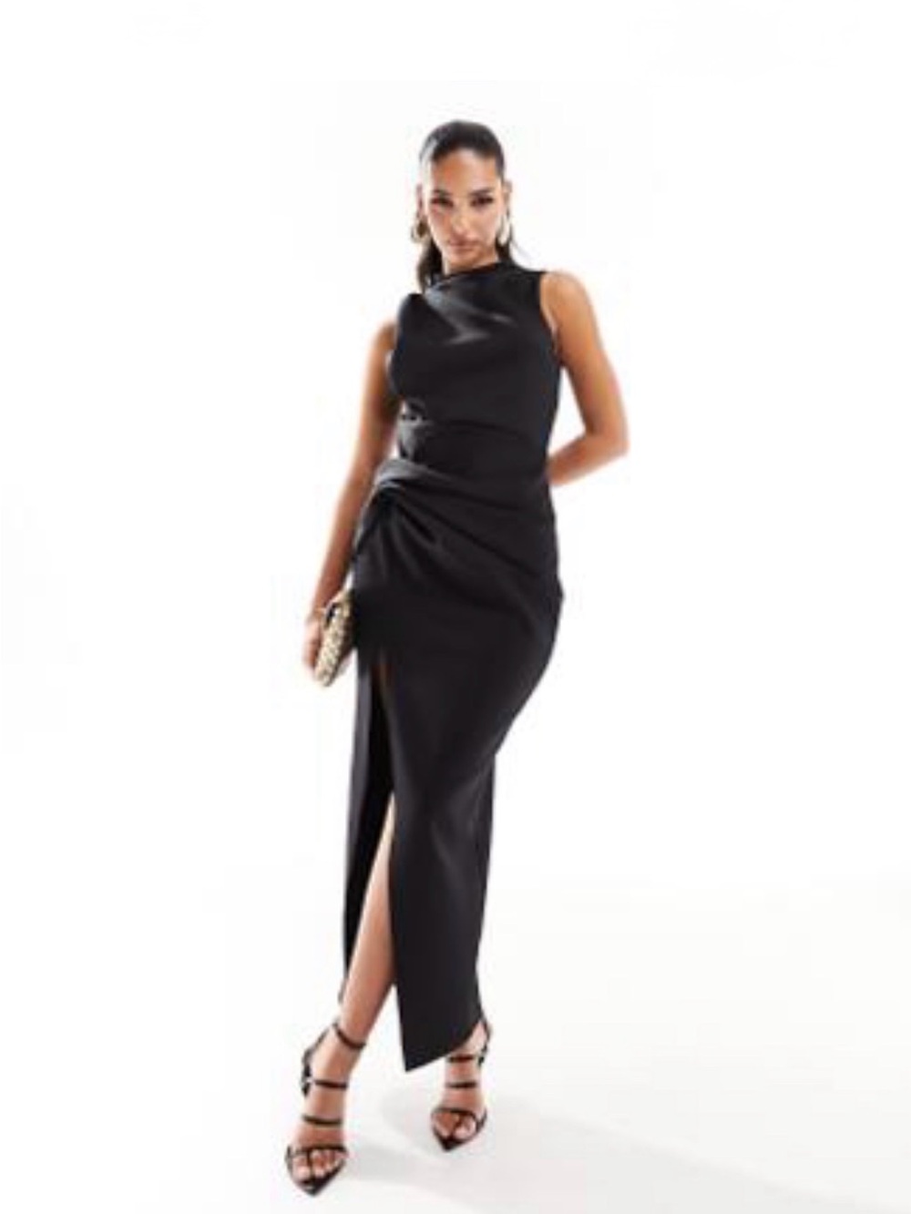 Black Sleeveless Twist-Detail Dress